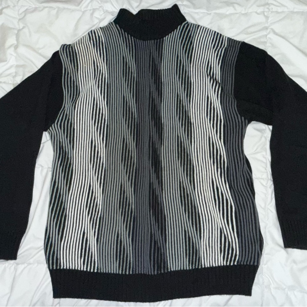 Elegant Black and White Turtleneck Sweater